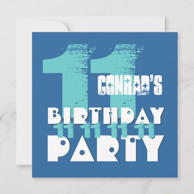 Invitación Fiesta de cumpleaños número 11 Grunge Z03B (Anverso)