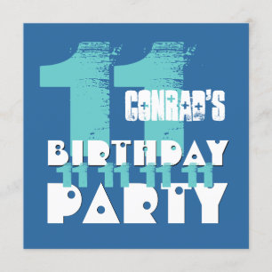 Invitación Fiesta de cumpleaños número 11 Grunge Z03B