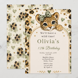 Invitación Fiesta de cumpleaños número 12 de Leopardo Salvaje