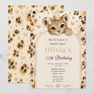 Invitación Fiesta de cumpleaños número 12 de Leopardo Salvaje
