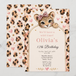 Invitación Fiesta de cumpleaños número 12 de Leopardo Salvaje