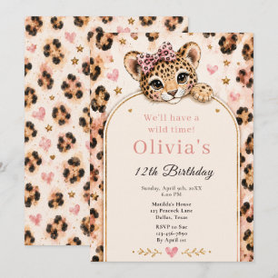 Invitación Fiesta de cumpleaños número 12 de Leopardo Salvaje