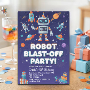 Invitación Fiesta de cumpleaños número 12 de Robots en el esp