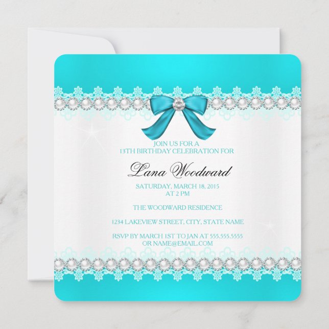 Invitación Fiesta de cumpleaños número 13 de las chicas con d (Reverso)