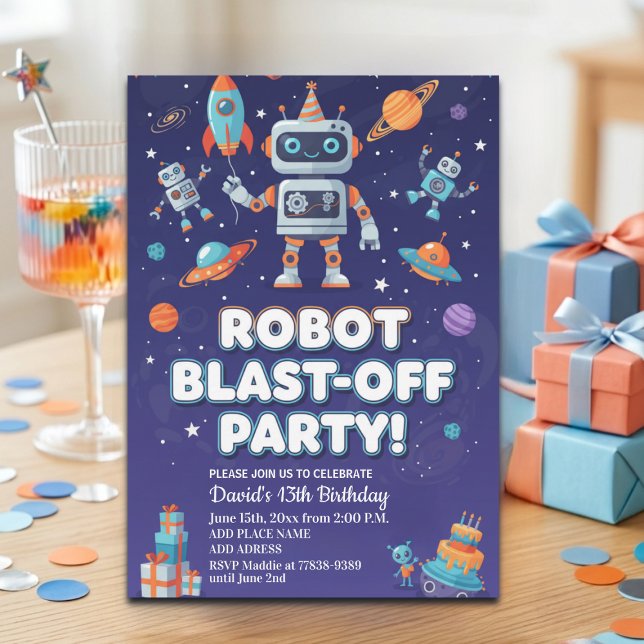 Invitación Fiesta de cumpleaños número 13 de Robots en el Esp (Subido por el creador)