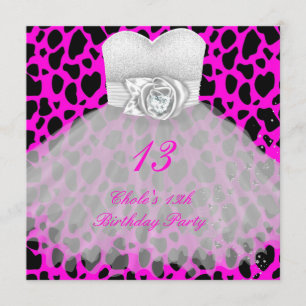 Invitación Fiesta de cumpleaños número 13 para chicas adolesc
