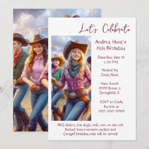 Invitación Fiesta de cumpleaños número 15 de adolescente 