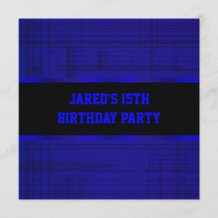 Invitación Fiesta de cumpleaños número 15 de Neon Blue Black 