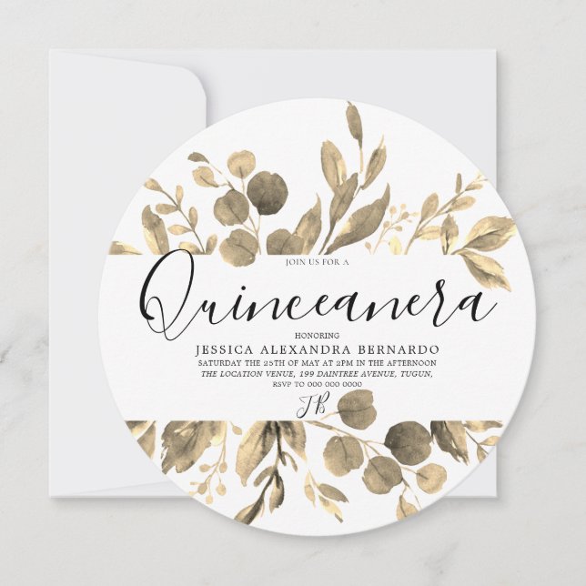 Invitación Fiesta de cumpleaños número 15 de Quinceanera (Anverso)