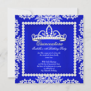 Invitación Fiesta de cumpleaños número 15 de Royal Blue Quinc