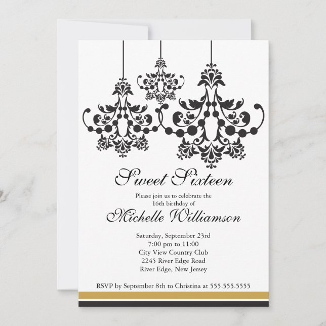 Invitación Fiesta de cumpleaños número 16 de la Candelier for (Anverso)