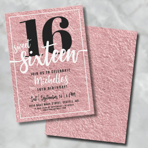 Invitación Fiesta de Cumpleaños número 16 de Rose Gold