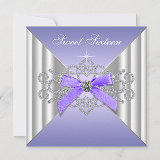 Invitación Fiesta de cumpleaños número 16 Diamantes Lavanda D (Anverso)