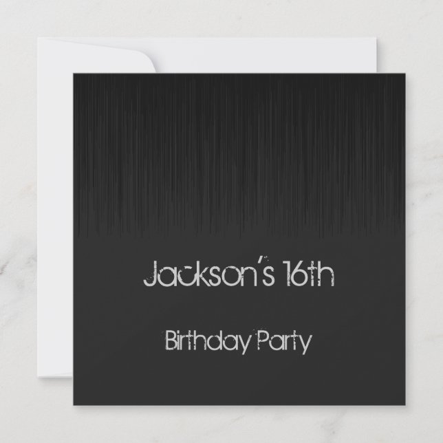 Invitación Fiesta de cumpleaños número 16 para hombres Grunge (Anverso)