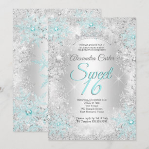 Invitación Fiesta de Cumpleaños número 16 Sweet 16 de copo de