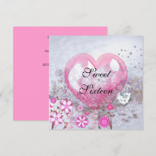 Invitación Fiesta de cumpleaños número 16 SWEET SIXTEEN rosa