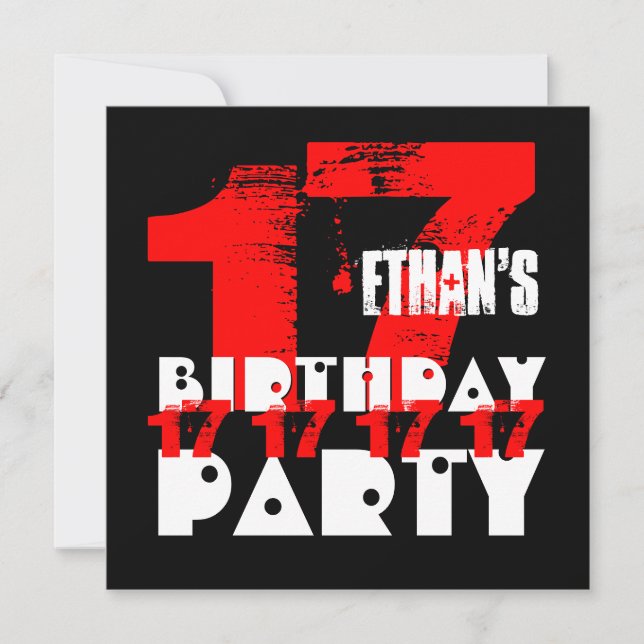 Invitación Fiesta de cumpleaños número 17 de 17 años de edad  (Anverso)
