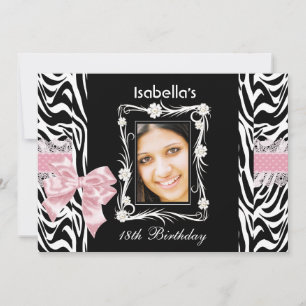 Invitación Fiesta de cumpleaños número 18 adolescente rosa ne