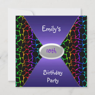 Invitación Fiesta de cumpleaños número 18 con estampado anima