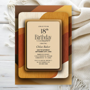 Invitación Fiesta de cumpleaños número 18 con tonos terrosos