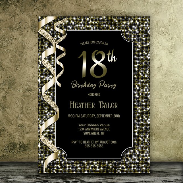Invitación Fiesta de cumpleaños número 18 de Green Sequins (Subido por el creador)