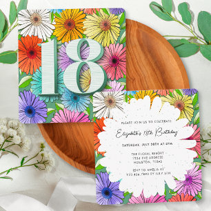 Invitación Fiesta de cumpleaños número 18 Floral Rústica de P