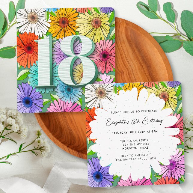 Invitación Fiesta de cumpleaños número 18 Floral Rústica de P (Subido por el creador)