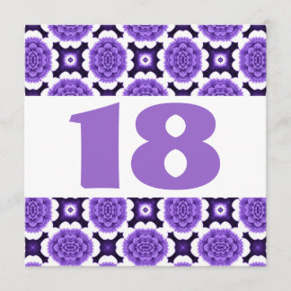 Invitación Fiesta de cumpleaños número 18 Flores moradas W934