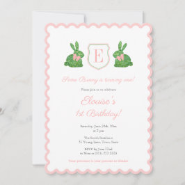 Invitación Fiesta de cumpleaños número 1 con borde ondulado p