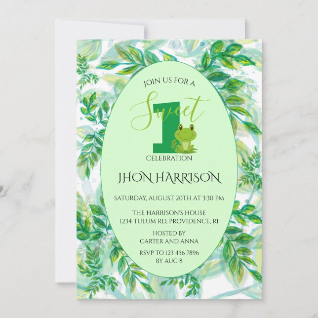 Invitación Fiesta de cumpleaños número 1 de Animal Forest (Anverso)