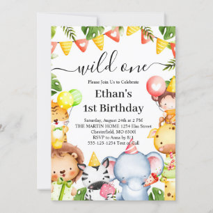 Invitación Fiesta de Cumpleaños número 1 de Animales de Safar