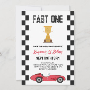Invitación Fiesta de Cumpleaños número 1 de Auto de Carreras