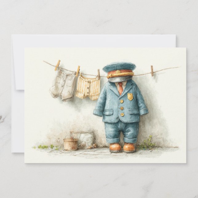 Invitación Fiesta de cumpleaños número 1 de Baby Boy Police (Anverso)