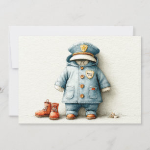 Invitación Fiesta de cumpleaños número 1 de Baby Boy Police