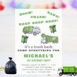 Invitación Fiesta de Cumpleaños número 1 de Basura Bash Camió