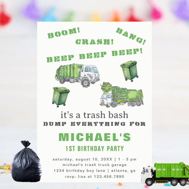 Invitación Fiesta de Cumpleaños número 1 de Basura Bash Camió (Subido por el creador)