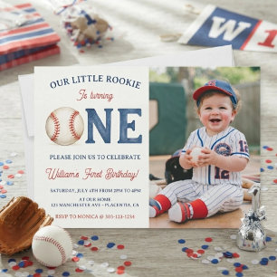 Invitación Fiesta de cumpleaños número 1 de béisbol Novato de