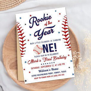 Invitación Fiesta de cumpleaños número 1 de béisbol Novato de