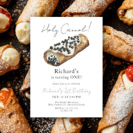 Invitación Fiesta de cumpleaños número 1 de Cannoli acuarela