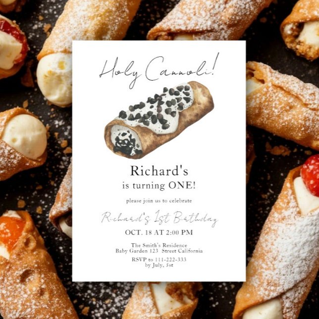 Invitación Fiesta de cumpleaños número 1 de Cannoli acuarela (Subido por el creador)