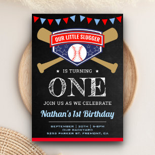 Invitación Fiesta de cumpleaños número 1 de Chalkboard Sports