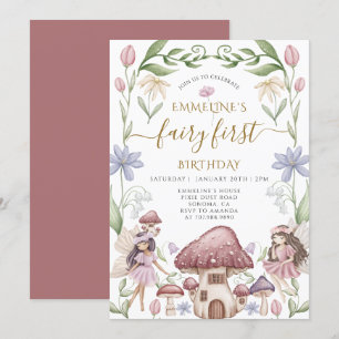 Invitación Fiesta de cumpleaños número 1 de encantadora hada