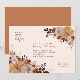 Invitación Fiesta de cumpleaños número 1 de Floral de Otoño y