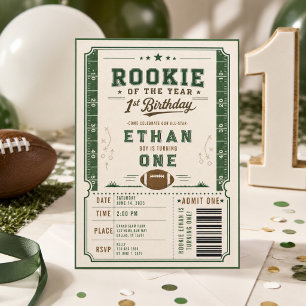Invitación Fiesta de cumpleaños número 1 de Football Green Ro