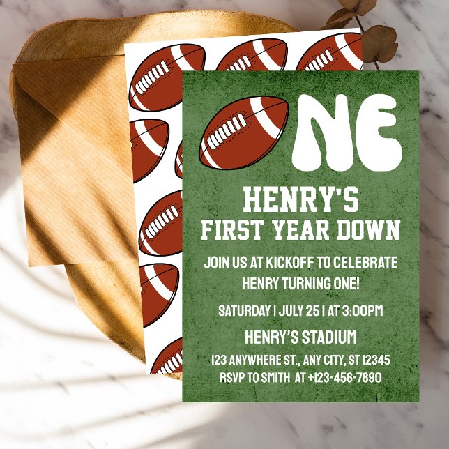 Invitación Fiesta de cumpleaños número 1 de fútbol americano  (Subido por el creador)