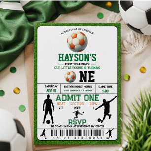 Invitación Fiesta de cumpleaños número 1 de fútbol primer año