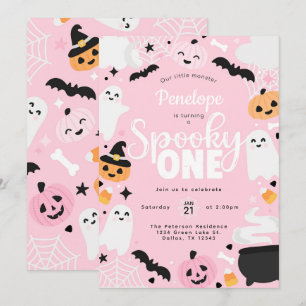 Invitación Fiesta de cumpleaños número 1 de Halloween Ghost P