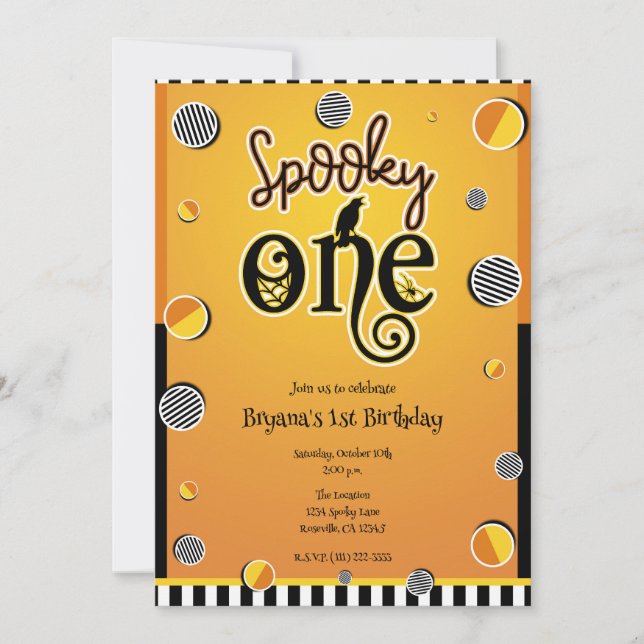 Invitación Fiesta de cumpleaños número 1 de Halloween Spooky  (Anverso)