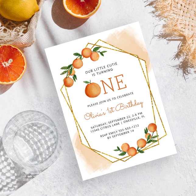 Invitación Fiesta de Cumpleaños número 1 de Naranja Little Cu (Subido por el creador)