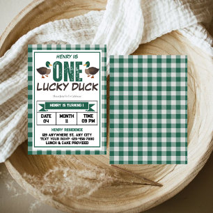 Invitación Fiesta de cumpleaños número 1 de One Lucky Duck Wa